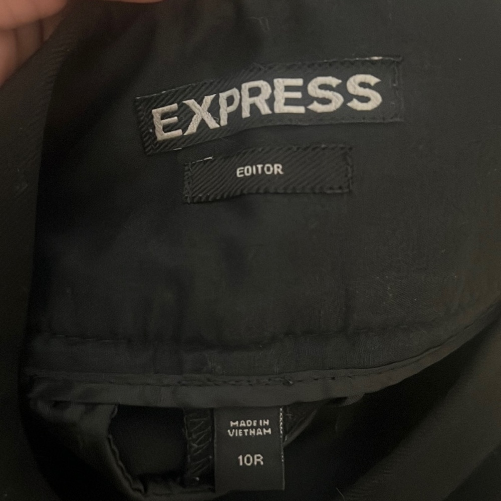 Express. Two pairs. One editor pant (size 10r) and one stretch jeans (10s)